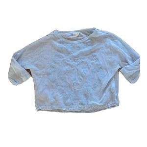 Meadow Rue Anthropologie Blue Open Knit Aztec Lace Sheer Basic Everyday Casual